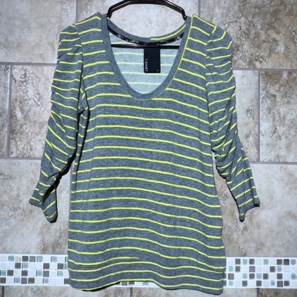 Anthropologie Dolan Striped Shirt M Gray Yellow